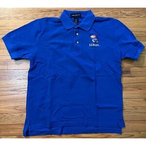 Vintage KU University of Kansas Jayhawks Velocity Polo Shirt Mens S Blue Cotton